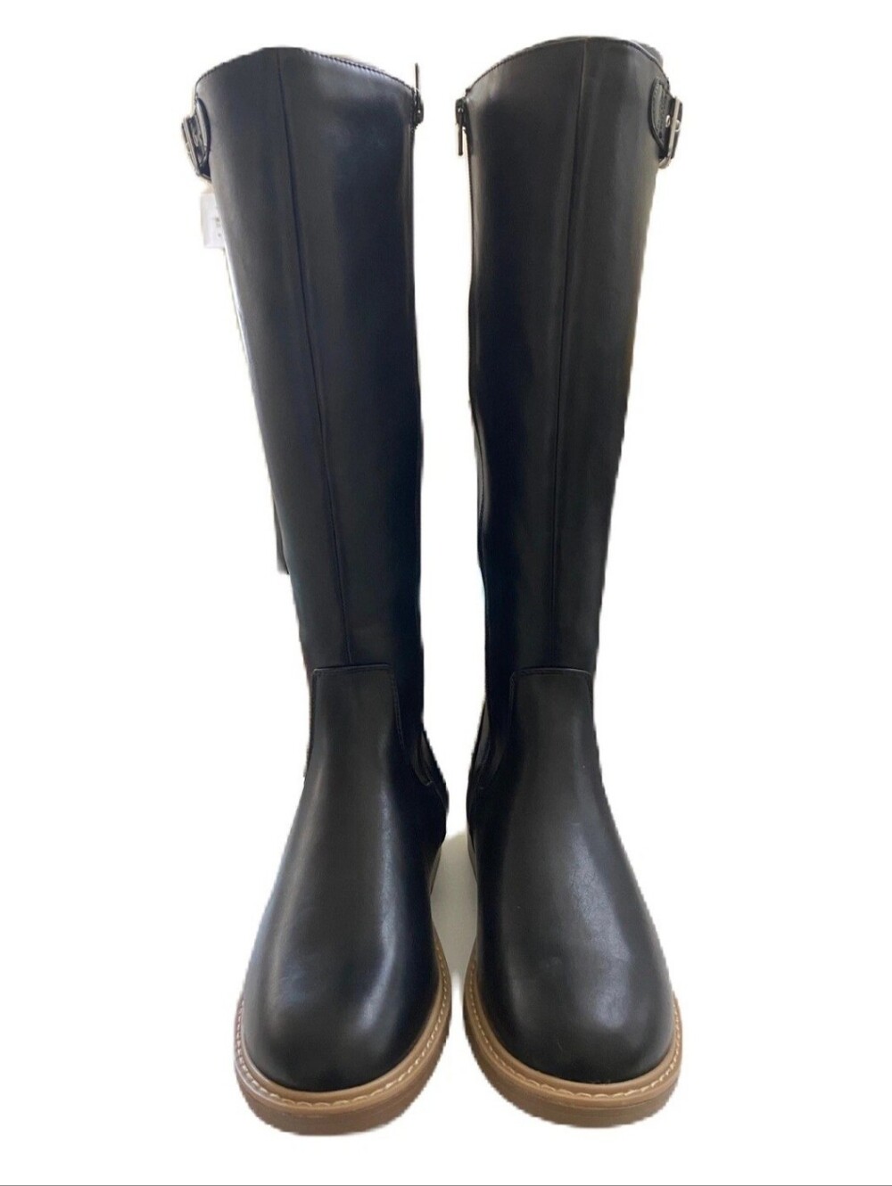 Time and Tru Tall Riding Boots Black Buckle Equestrian Knee High Size 10 NWOT - Picture 4 of 12